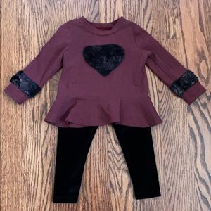 Isobella & Chloe Burgundy and Black Kids Matching Set